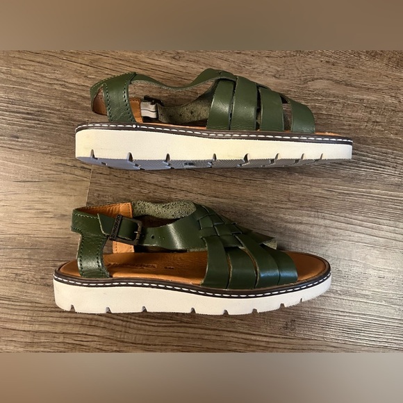 Bearpaw Huaraches Sandals Women 6 Leah Green Leather Straps Slingback Comfort - Picture 4 of 7